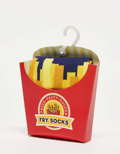 Orrsum - Sock Company - Set regalo natalizio con 1 paio di calzini multicolore con stampa di patatine