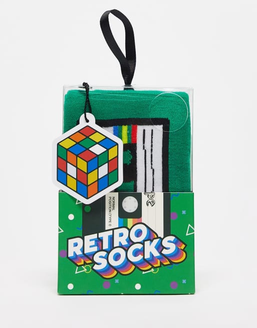 Orrsum – Sock Company – Socken in Grün im Retro-Kassetten-Design in Weihnachts-Geschenkbox