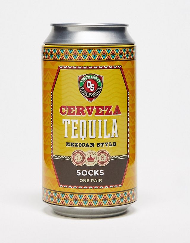 Orrsum Sock Company tequila socks in Christmas gift can in green