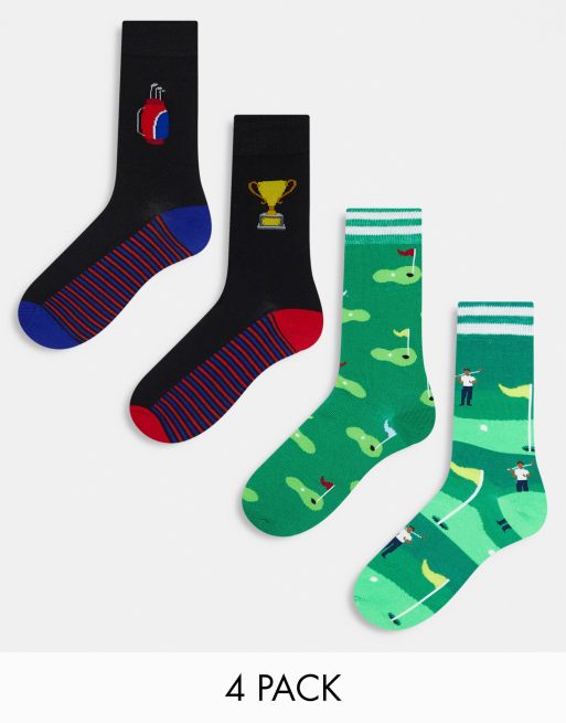 Orrsum – Sock Company – Zestaw podarunkowy z 4 parami skarpetek z motywami golfowymi