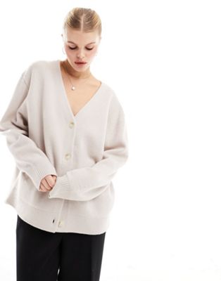 & Other Stores compact  knit oversized cardigan in beige