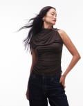 [Other Stories] & Other Stories 2-in-1 drape top in brown with removable metal clasp XS Brown