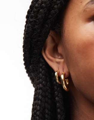 & Other Stories & Other Stories 2 pack brushed hoop earrings in gold