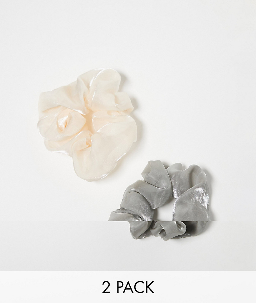 & Other Stories 2-pack organza hair scrunchies in off-white and grey