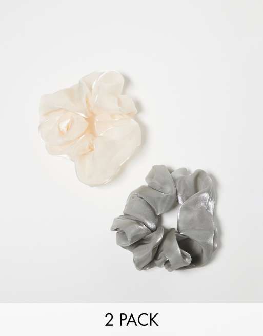  & Other Stories 2-pack organza hair scrunchies in off-white and grey