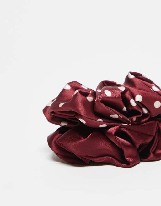 & Other Stories 2-pack polka dot scrunchies in red burgundy