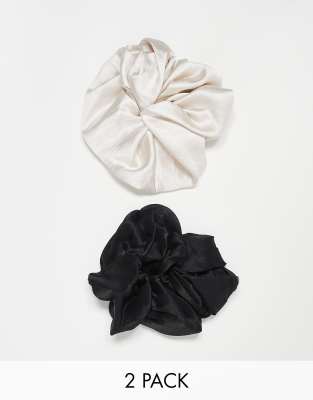 & Other Stories 2 pack scrunchies in black organza and velvet