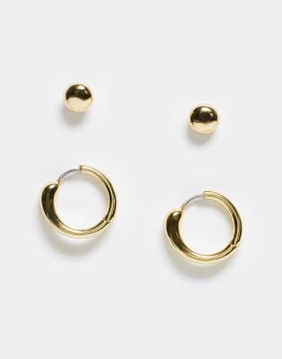 & Other Stories & Other Stories 2 pack stud and hoop earrings set in gold