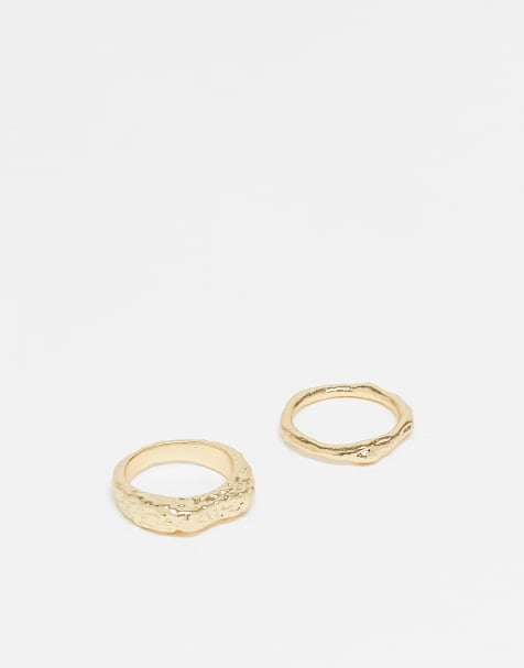 & Other Stories 2 pack textured ring set in gold - view 1