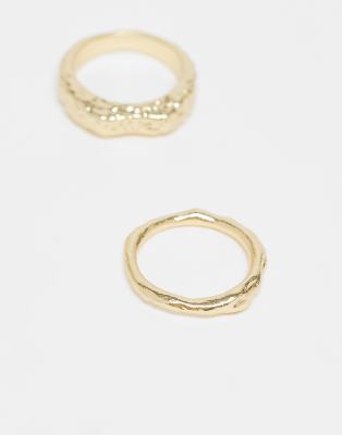 & Other Stories 2 Pack Textured Ring Set In Gold