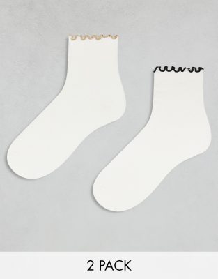 & Other Stories – 2er-Pack Socken in Weiß mit Rüschensaumdetail