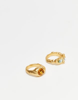 & Other Stories - 2er-Pack strukturierte Ringe in Gold-Optik-Goldfarben