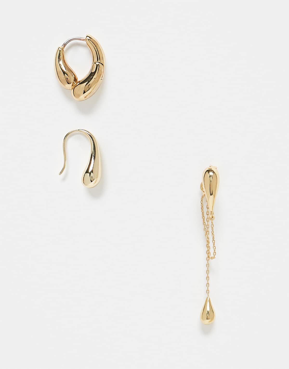 & Other Stories 3 pack hoop and chain hoop earrings in gold
