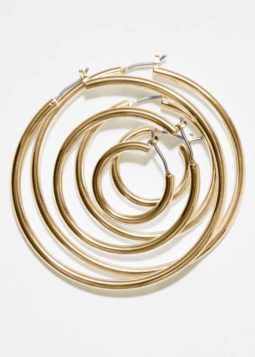 & Other Stories 3 pack mixed size hoop earings in gold, 4 of 4