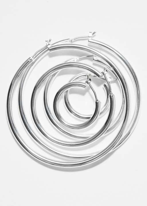 & Other Stories 3 pack mixed size hoop earrings in silver, 2 of 4