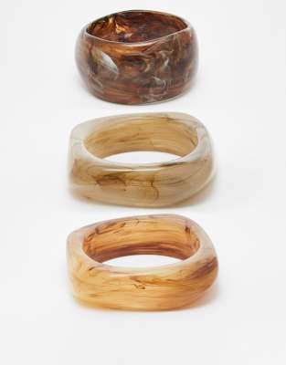& Other Stories 3 pack resin bangles in neutral tones