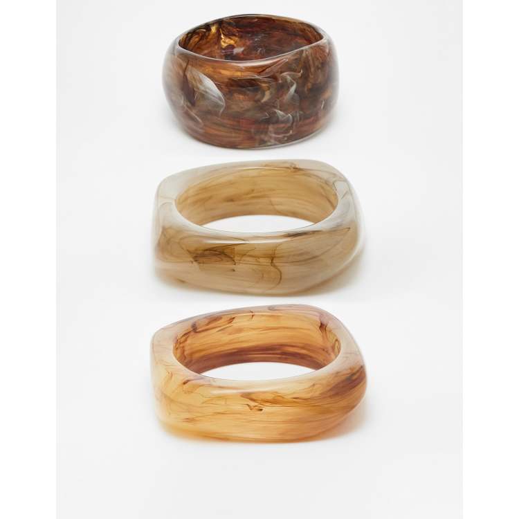 & Other Stories 3 pack resin bangles in neutral tones | ASOS