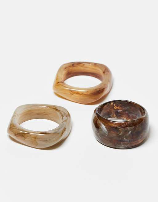 & Other Stories 3 pack resin bangles in neutral tones, 2 of 3