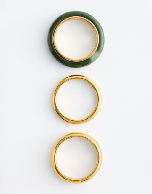 & Other Stories 3 pack twisted ring set in gold & brown, 2 of 3