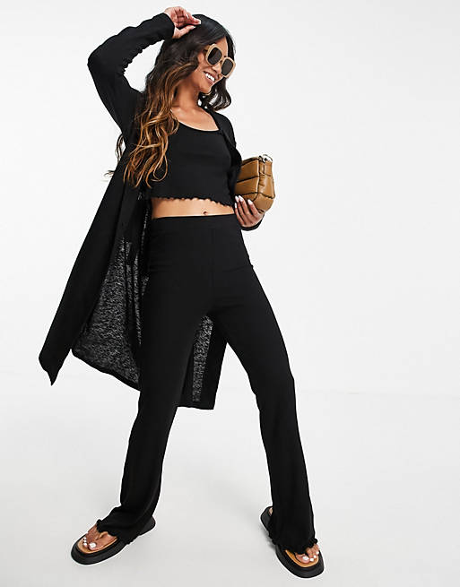& Other Stories 3 piece co-ord belted midi cardigan in black