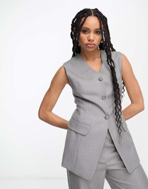 Womens hot sale grey waistcoat