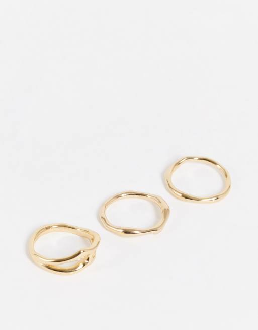 & Other Stories 3 piece ring set in gold | ASOS