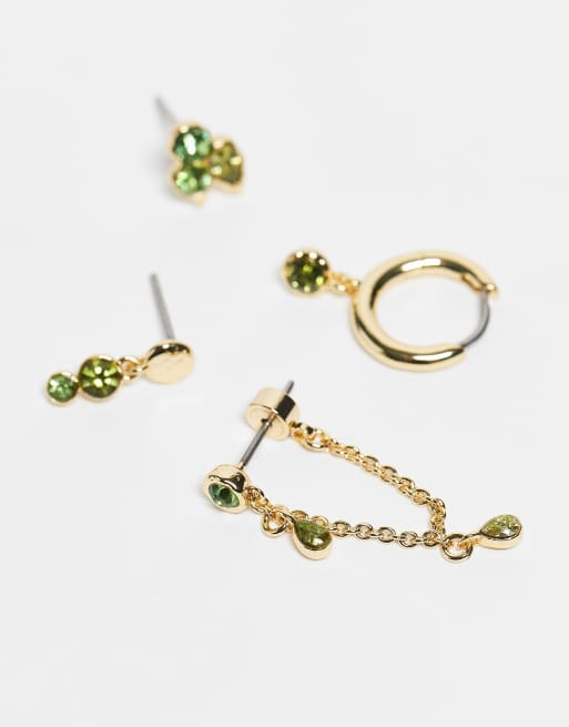 & Other Stories 4-pack green neutral earrings in gold, 2 of 3
