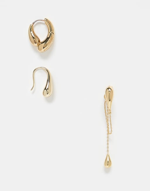 & Other Stories 4 pack hoop and chain hoop earrings in gold