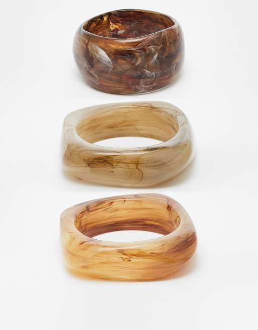& Other Stories 4 pack resin bangles in neutral tones