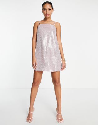 & other stories pink sequin dress & OTHER STORIES Padded Shoulder Sequin Dress