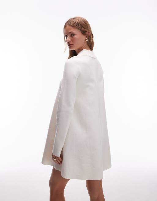 & Other Stories A-line mini dress with crochet edge collar in cream