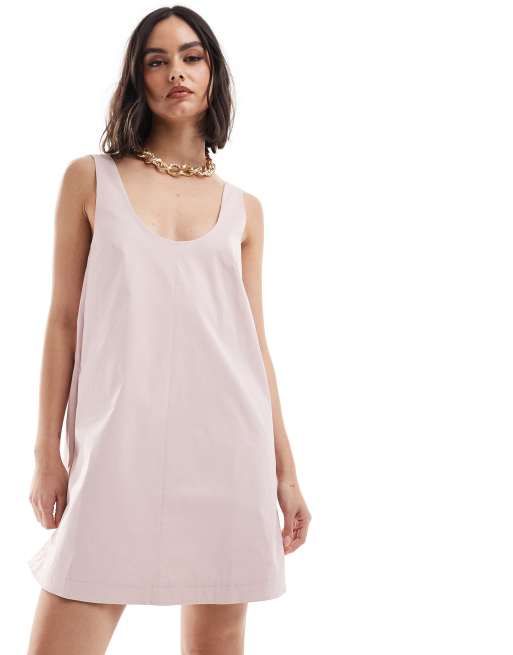 Other Stories a line shift dress in pink structured satin