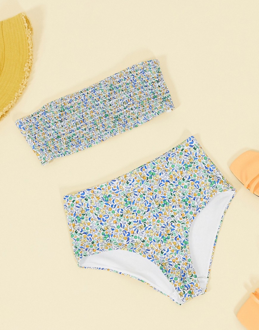 & Other Stories - Aangerimpelde bikinitop met fijne bloemenprint in meerdere kleuren-Multi
