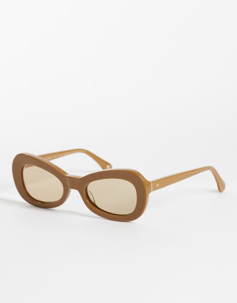 & Other Stories – Abgerundete Cat-Eye-Sonnenbrille aus Acetat in brauner Schildpattoptik mit schwarzem Etui aus echtem Leder - view 1
