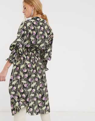 shirred waist midi dress