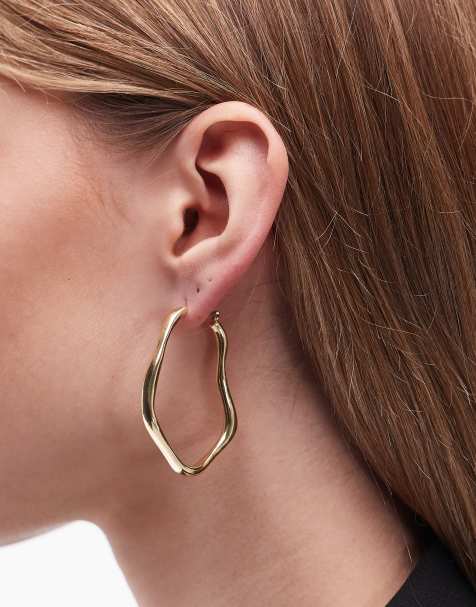 & Other Stories abstract hoop earrings in gold - view 1