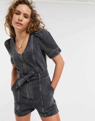 black denim romper