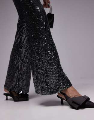 & Other Stories All Over Sequin Flare Pants With Fringe Hem Detail In Gold