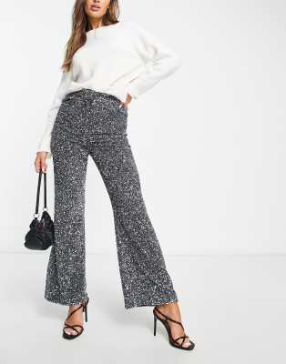 & Other Stories & Other Stories all over sequin flared trousers in silver