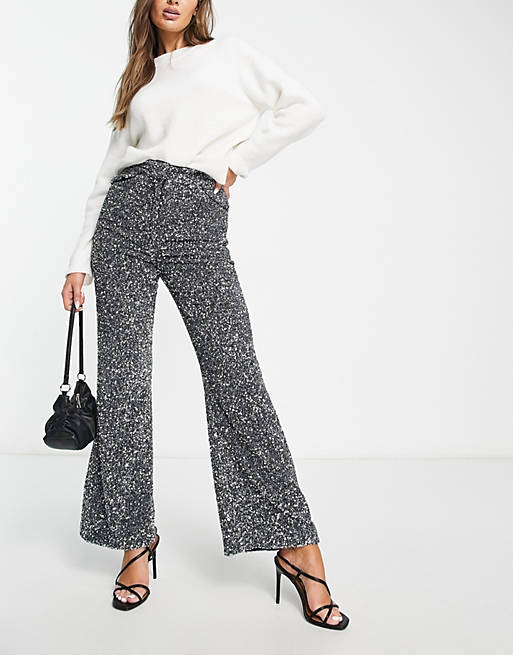& Other Stories all over sequin flared trousers in silver | ASOS