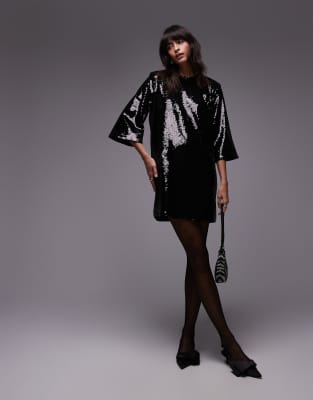 [Other Stories] & Other Stories all over sequin mini dress in black XS BLACK