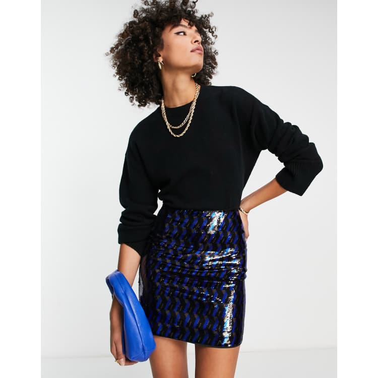 Blue shop sequin skirt