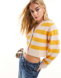 [Other Stories] & Other Stories alpaca and merino wool blend cropped cardigan in pink and orange stripe XS Pink orange stripe