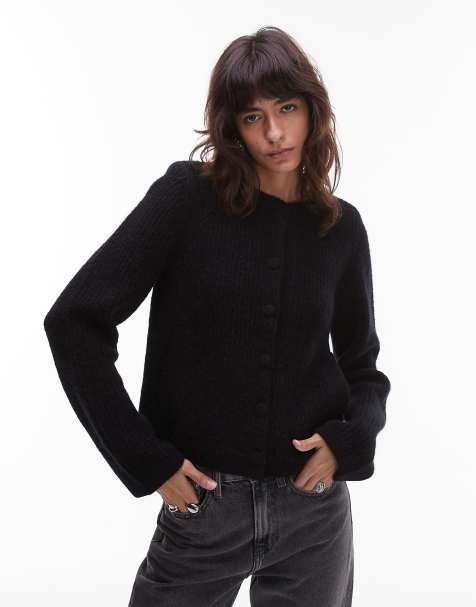 & Other Stories alpaca and wool blend cardigan jacket with jet pockets in black - exclusive to ASOS - view 1