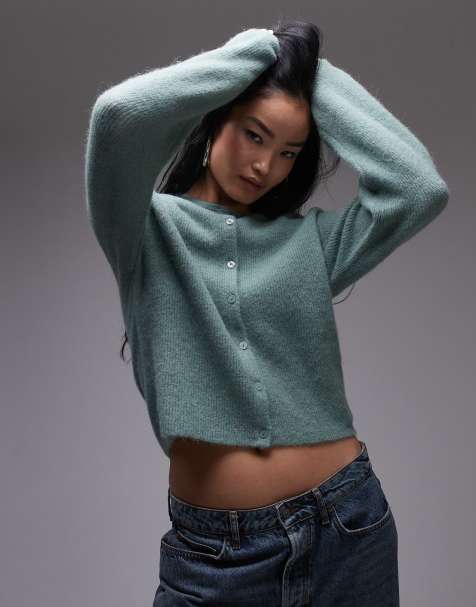 & Other Stories alpaca and wool blend cardigan with button front in green - view 1