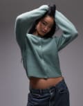 [Other Stories] & Other Stories alpaca and wool blend cardigan with button front in green XS GREEN