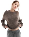 [Other Stories] & Other Stories alpaca and wool blend fluffy knit sweater in dark mole-Grey L DARK MOLE