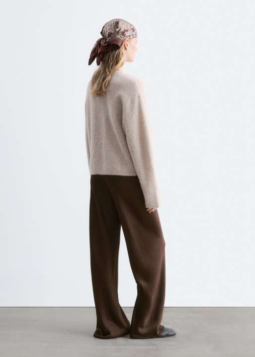 & Other Stories alpaca and wool blend v neck cardigan in light mole beige, 3 of 4