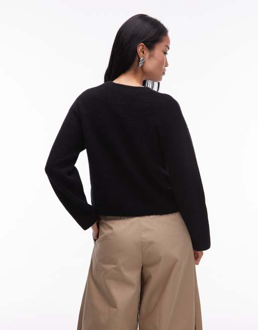 & Other Stories alpaca and wool cardigan with button front in black, 2 of 4