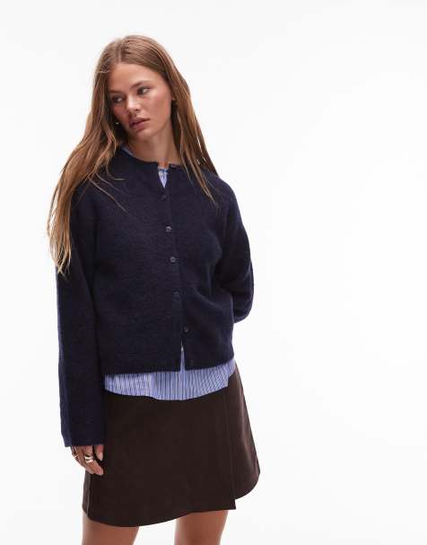 & Other Stories alpaca and wool cardigan with button front in blue - view 1
